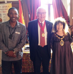 Mr Robertson with The Mayor, Councillor Barbara White and her Consort Mr Frank White.